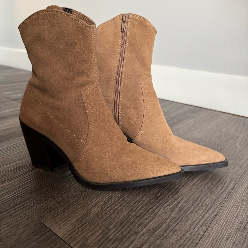 Zara Brown Suede Heeled Boots